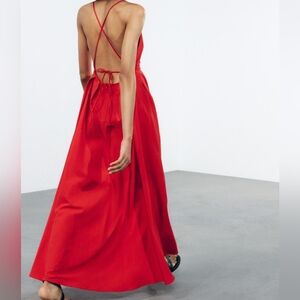 Zara Red Strappy Back Maxi Dress